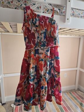 SHEIN One-Shoulder Tiered Floral 2 Piece in Pink